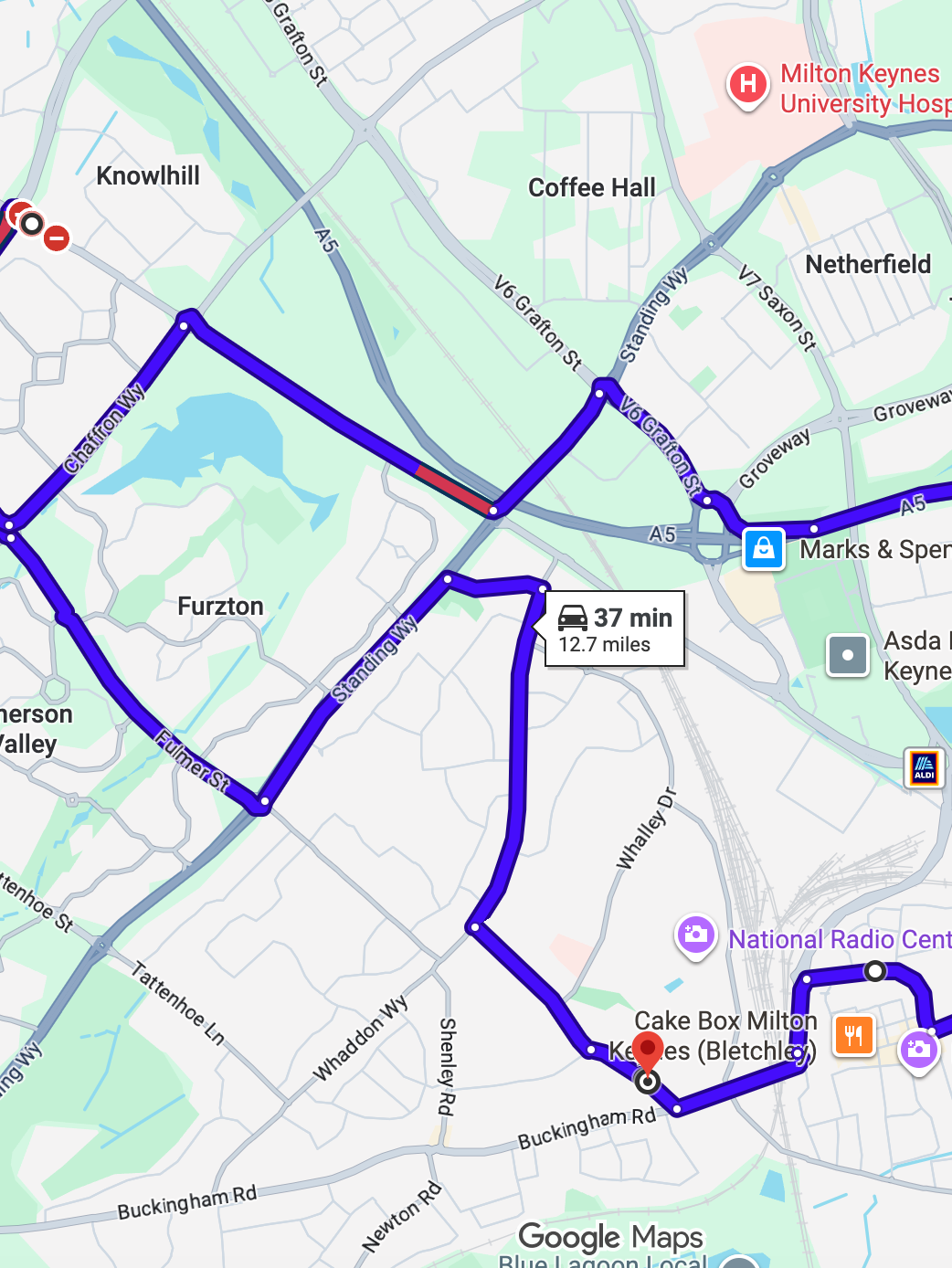 Bletchley driving test routes map showing tricky Milton Keynes roundabout systems