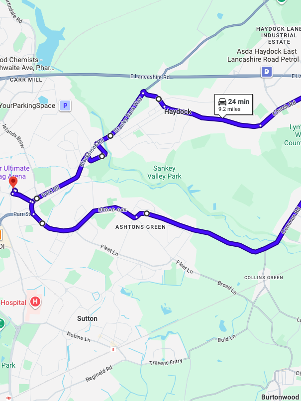 St Helens Driving Test Routes map