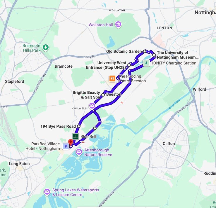 Nottingham (Chilwell) driving test routes map UK showing DVSA test routes, real exam roads, key junctions, roundabouts and roads used in the driving test