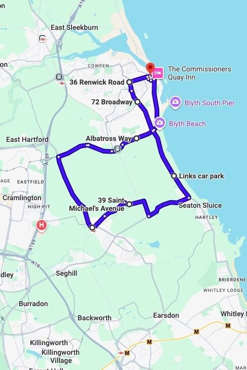 Blyth driving test routes map UK showing DVSA test routes, real exam roads, key junctions, roundabouts and roads used in the driving test