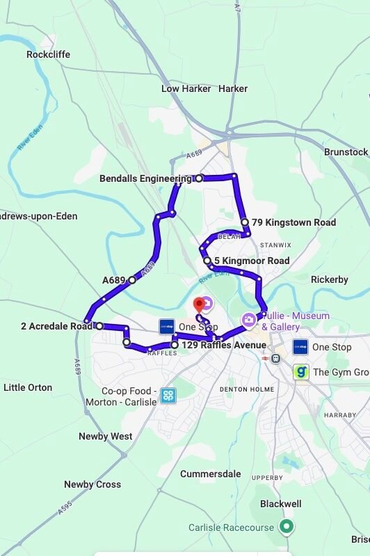 Carlisle driving test routes map UK showing DVSA test routes, real exam roads, key junctions, roundabouts and roads you are likely to drive in your driving test